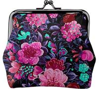 Portamonete in pelle da donna con fiore moderno della metà del secolo, piccolo astuccio con chiusura a chiusura a scatto Portafoglio con fibbia per regalo ragazza