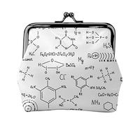 Portamonete in pelle da donna con formula chimica disegnata a mano, piccolo astuccio con chiusura a chiusura a scatto Portafoglio con fibbia per regalo ragazza