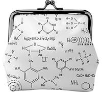 Portamonete in pelle da donna con formula chimica disegnata a mano, portamonete piccolo con chiusura a chiusura a scatto Portafoglio con fibbia per regalo ragazza