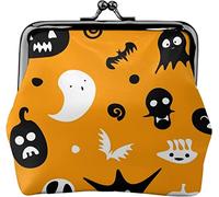 Portamonete in pelle da donna con motivo a pois Happy Halloween, piccolo astuccio per monete con chiusura a chiusura a scatto Portafoglio con fibbia per regalo ragazza