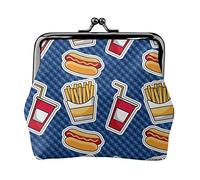Portamonete in pelle da donna con motivo Fast Food Patch, piccolo astuccio per monete con chiusura a scatto con chiusura a scatto Portafoglio con fibbia per regalo ragazza
