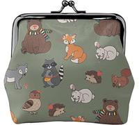 Portamonete in pelle da donna con motivo senza cuciture Zoo, piccolo portamonete con chiusura a chiusura a scatto Portafoglio con fibbia per regalo ragazza