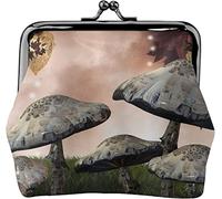 Portamonete in pelle da donna con paesaggio incantato della foresta delle fiabe, piccolo portamonete con chiusura a chiusura a scatto Portafoglio con fibbia per regalo per ragazza