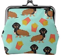Portamonete in pelle da donna con patatine fritte Hot Dog, piccolo portamonete con chiusura Kiss-Lock Portafoglio con fibbia per regalo per ragazza