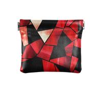 Portamonete in pelle da donna in vetro colorato rosso nero per San Valentino, impermeabile, organizer per carte di credito e chiavi, per donne e ragazze, vetro colorato rosso nero San Valentino,