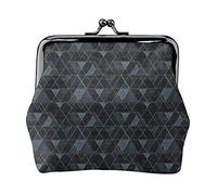 Portamonete in pelle da donna indaco triangoli, portamonete piccolo con chiusura a scatto con chiusura a scatto Portafoglio con fibbia per regalo ragazza