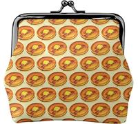 Portamonete in pelle da donna Pancake, piccolo portamonete con chiusura a chiusura a scatto Portafoglio con fibbia per regalo ragazza