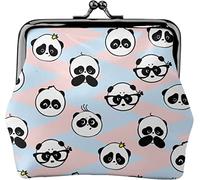 Portamonete in pelle da donna simpatico piccolo panda, piccolo portamonete con portafoglio con fibbia e chiusura Kiss-Lock per regalo per ragazza