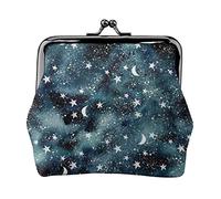 Portamonete in pelle da donna Stars and Moons Midnight Sky, piccolo astuccio per monete con chiusura a chiusura a scatto Portafoglio con fibbia per regalo ragazza