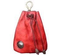 Portamonete in pelle di - Astuccio per chiavi da auto, portamonete con coulisse in pelle, organizer per monete, porta cambiamento, borsa piccola per uomini e donne, Rosso vino, Consulte la