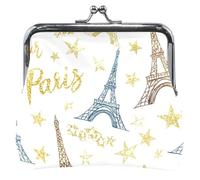 Portamonete in pelle di Parigi con disegno della Torre Eiffel personalizzato per le donne Carino Kiss Lock Porta monete Torre Eiffel Schizzi Parigi, Classico, Schizzi Torre Eiffel Parigi, Classico
