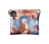 Portamonete in pelle femminile volti diversi etnia diversa uomini donne viaggio organizzazione sacchetti unici, Volti diversi femminili di etnia diversa, 1 Size, Accessorio da viaggio