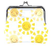 Portamonete in pelle gialla con sorriso soleggiato personalizzato per donne ragazze bacio blocco cambio carta borsa per monete, Sunny Smile Giallo, OneSize