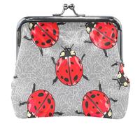 Portamonete in pelle grigia con coccinelle rosse personalizzate da donna carino bacio blocco cambio portafoglio