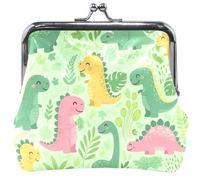 Portamonete in pelle per donne e ragazze con chiusura a bacio carino dinosauri piante stravagante portamonete portamonete 11,5 x 10,5 cm