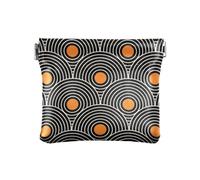 Portamonete in pelle per donne e uomini, organizer per oggetti personali, motivo a cerchi concentrici arancioni, per ragazze e donne, Motivo circolare concentrico arancione, 1 Size, Accessorio da