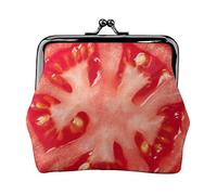 Portamonete in pelle per donne e uomini, piccolo portamonete personale, grazioso portamonete con chiusura a bacio, Fetta di pomodoro, Taglia unica, Carino