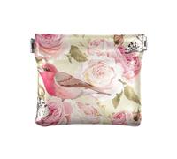 Portamonete in pelle per donne e uomini, unico portamonete per donne e ragazze, rose inglesi e uccelli, Multicolore, 1 size, Moderno/adattabile