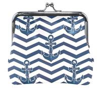 Portamonete in pelle personalizzata con ancora blu navy per le donne carino fibbia bacio serratura piccolo cambiamento borsa per ragazze