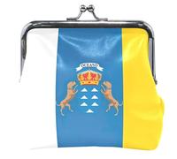 Portamonete in pelle personalizzata con bandiera delle Isole Canarie Arcipelago Spagnolo per le donne Carino Fibbia Bacio Blocco Cambia borsa per ragazze, Bandiera delle Isole Canarie Arcipelago