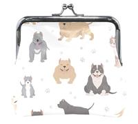 Portamonete in pelle personalizzata con simpatico motivo cani bully americani, carino americano bully Dogs, classico, Cute American Bully Dogs, Classico