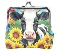 Portamonete in pelle personalizzata e sacchetti carino carino nero bianco mucca girasoli bacio blocco portafoglio carta cambio borsa, Girasoli di mucca bianchi e neri carini, classico