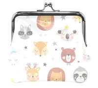 Portamonete in pelle personalizzato da donna con volti carini bianchi con chiusura a bacio portamonete, facce carine bianche, Carino Faces Bianco, Classico