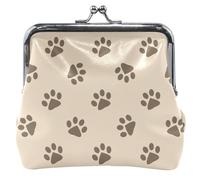 Portamonete in pelle personalizzato Donna Ragazza Cute Paw Brown Kiss Lock Change Pouch Wallet, Cute Paw Brown 2, OneSize
