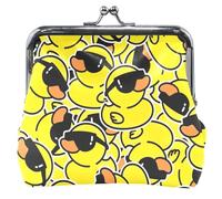 Portamonete in pelle personalizzato per le donne carino anatre fresche giallo Kiss Lock piccolo sacchetto portamonete, Cool Ducks Giallo, OneSize