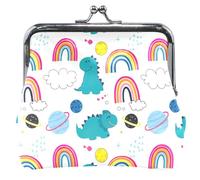 Portamonete in pelle personalizzato per le donne carino carino dinosauri arcobaleni bianco bacio blocco cambio denaro sacchetto