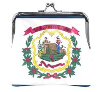 Portamonete in pelle personalizzato per le donne carino West Virginia State Flag Kiss Lock Card Change borsa per monete, bandiera dello stato della Virginia occidentale, classico, bandiera dello stato