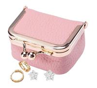 Portamonete in pelle, portamonete in pelle da donna, borsa per gioielli di moda, Kiss Lock portamonete con borsa per cambio borsa da toilette da trucco per donne per viaggi, Rosa, Se référer au