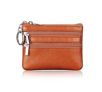 Portamonete in pelle PU 2024 nuovo con portachiavi impermeabile tasca borsa cerniera resistente all'usura porta carte di credito maschio, Marrone, Taglia unica