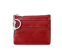 Portamonete in pelle PU 2024 nuovo con portachiavi impermeabile tasca borsa cerniera resistente all'usura porta carte di credito maschio, Rosso, Taglia unica