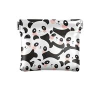 Portamonete in pelle PU bianco e nero con panda carini in stile cartone animato piccolo portamonete unico per oggetti personali organizer, cartone animato, carino, panda, bianco, nero, 1 size, moderno