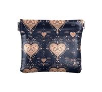 Portamonete in pelle PU con amore romantico per San Valentino, colore nero e oro, per ragazze e donne