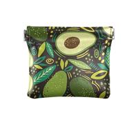 Portamonete in pelle PU con chiusura unica, portafoglio porta carte, avocado e foglie di piante scarabocchiare scuro, donna ragazza, Avocado E Foglia Di Pianta Doodle Scuro, 1 Size, Accessorio da