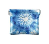 Portamonete in pelle PU con fiore e tempesta, luna, portamonete in pelle sintetica per donne, dimensioni 10,9 x 9,4 cm, Blu Tie Dye, Taglia unica, Tie-Dye blu