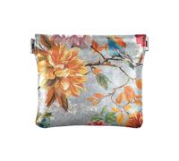 Portamonete in pelle PU con fiori autunnali e uccellini in fiore e uccellini, da donna, Fiori d'autunno Fior, 4.33"(L) x 3.74"(W) x 0.39"(H), classico