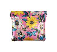 Portamonete in pelle PU con fiori e farfalle e api con girasole, portamonete unico per le donne da viaggio, Fiori Girasole Farfalle api rosa, 1 size, Stampa artistica