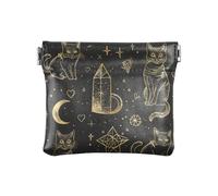 Portamonete in pelle PU con gatto dei tarocchi gotici nero e oro, con chiusura per donne, ragazzi e ragazze, Gatto dei tarocchi gotici nero e oro, Decorazione