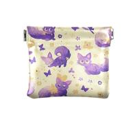 Portamonete in pelle PU con grazioso gatto e farfalle, organizer per chiavi e carte, per donna e ragazza, cartone animato, viola, bello, gatto, farfalle, Decorazione