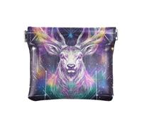 Portamonete in pelle PU con grazioso ritratto di bradipo con chiusura unica, per donne e ragazze, Tarocchi dei cervi, 1 size, moderno