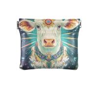 Portamonete in pelle PU con grazioso ritratto di bradipo con chiusura unica, per donne e ragazze, Tarocchi di mucca, 1 size, moderno