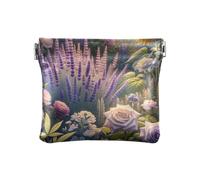 Portamonete in pelle PU con stampa leopardata tie dye borsa piccola borsa per il trucco per le donne dimensioni 10,9 x 9,4 cm, Lavanda Girasoli Rose, Taglia unica, Lavanda Girasoli Rose