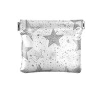 Portamonete in pelle PU con stelle argentate, grazioso organizer per chiavi, per ragazze e signore