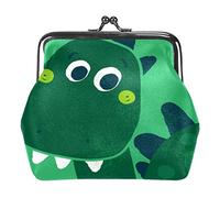 Portamonete in pelle PU da donna Dinosaur Hello Green Portamonete con mini fibbia per ragazze