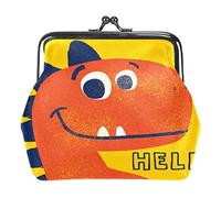 Portamonete in pelle PU da donna Dinosaur Yellow Hello Portamonete con fibbia mini per ragazze