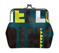 Portamonete in pelle PU da donna Green Hello Dinosaur Portamonete con mini fibbia per ragazze