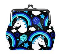 Portamonete in pelle PU da donna Unicorn Ice Cream Portamonete con mini fibbia per ragazze